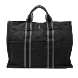 Hermès B Hermès Gray Charcoal Canvas Fabric Fourre Tout MM France