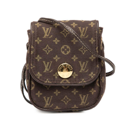 Louis Vuitton AB Louis Vuitton Brown Canvas Fabric Monogram Mini Lin Pochette Cancun France