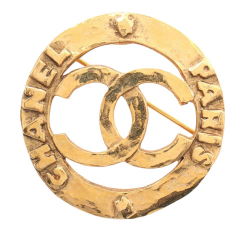 Chanel B Chanel Gold Gold Plated Metal CC Round Brooch France