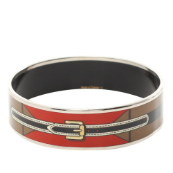 Hermès AB Hermès Brown Enamel Other Wide Belt Motif Bangle GM France