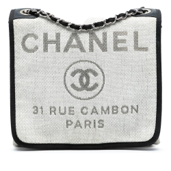 Chanel B Chanel Gray Light Gray Raffia Natural Material Small Deauville Messenger Italy