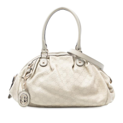 Gucci B Gucci White Calf Leather Guccissima Sukey Satchel Italy