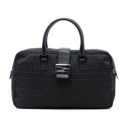 Fendi B Fendi Black Canvas Fabric Zucchino Satchel Italy