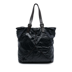 Bottega Veneta AB Bottega Veneta Black with Brown Nylon Fabric Spinnaker Tote Italy