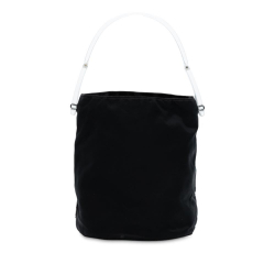 Prada B Prada Black Nylon Fabric Tessuto Acrylic Handle Bag Italy