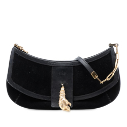 Gucci B Gucci Black Suede Leather Tiger Head Crossbody Italy