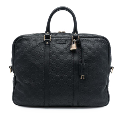 Gucci B Gucci Black Calf Leather Guccissima Business Bag Italy