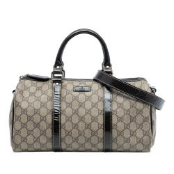 Gucci AB Gucci Brown Beige Coated Canvas Fabric GG Supreme Joy Boston Italy