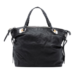 Gucci B Gucci Black Calf Leather Large Bamboo Bar Tote Italy