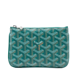 Goyard AB Goyard Green Coated Canvas Fabric Mini Goyardine Senat Pochette France