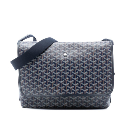 Goyard AB Goyard Blue Navy Coated Canvas Fabric Goyardine Capetien MM Messenger Bag France
