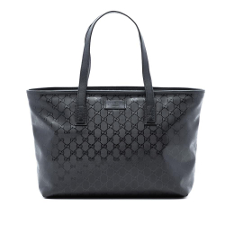 Gucci B Gucci Black Coated Canvas Fabric Medium GG Imprime Tote Italy