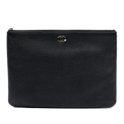 Chanel AB Chanel Black Caviar Leather Leather Medium Caviar Lucky Clover O Case Clutch Italy