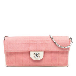 Chanel B Chanel Pink Blush Canvas Fabric Chocolate Bar East West Flap France