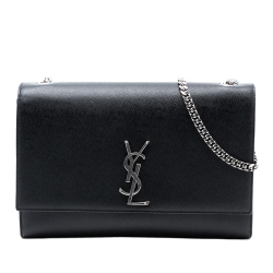 Saint Laurent B Saint Laurent Black Calf Leather Medium Grain De Poudre Monogram Kate Crossbody Italy