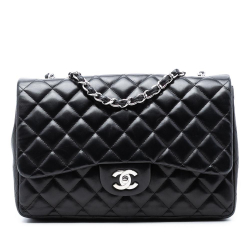 Chanel B Chanel Black Lambskin Leather Leather Jumbo Classic Lambskin Single Flap France