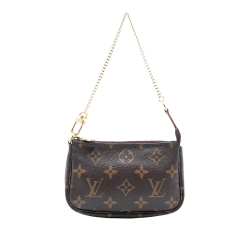 Louis Vuitton B Louis Vuitton Brown Monogram Canvas Fabric Monogram Mini Pochette Accessoires Spain