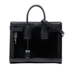 Saint Laurent B Saint Laurent Black Patent Leather Leather Small Patent Sac De Jour Satchel Italy