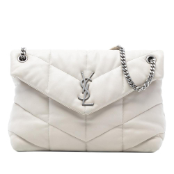 Saint Laurent B Saint Laurent White Nappa Leather Leather Medium Nappa LouLou Puffer Shoulder Bag Italy