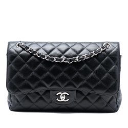 Chanel AB Chanel Black Caviar Leather Leather Jumbo Classic Caviar Double Flap France