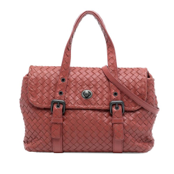Bottega Veneta AB Bottega Veneta Orange Peach Nappa Leather Leather Nappa Intrecciato Flap Satchel Italy