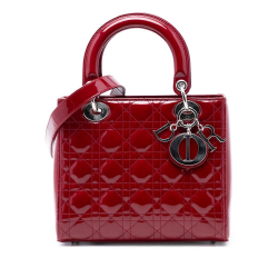 Christian Dior B Dior Red Dark Red Patent Leather Leather Medium Patent Cannage Lady Dior France