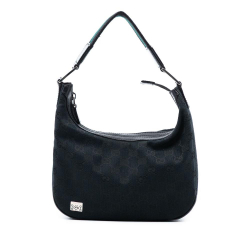 Gucci AB Gucci Black Canvas Fabric Small GG Web Pop Handbag Italy