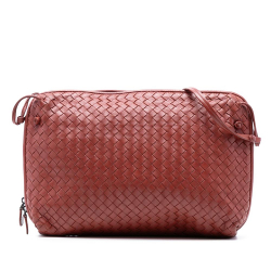 Bottega Veneta B Bottega Veneta Red Indian Red Nappa Leather Leather Large Nappa Intrecciato Nodini Crossbody Italy