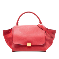 Celine B Celine Red Calf Leather Medium Trapeze Satchel Italy