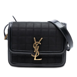 Saint Laurent B Saint Laurent Black Suede Leather Small Quilted Solferino Satchel In Box Italy