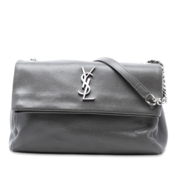 Saint Laurent AB Saint Laurent Gray Calf Leather Medium Grain De Poudre West Hollywood Crossbody Italy