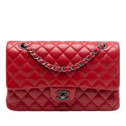 Chanel AB Chanel Red Lambskin Leather Leather Medium Classic Lambskin Double Flap France