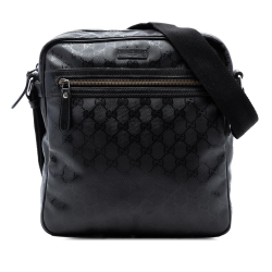 Gucci AB Gucci Black Coated Canvas Fabric GG Imprime Crossbody Bag Italy