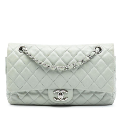 Chanel B Chanel Gray Light Gray Caviar Leather Leather Medium Classic Caviar Double Flap France