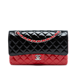 Chanel AB Chanel Black with Red Patent Leather Leather Medium Classic Bicolor Patent Double Flap France