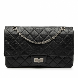 Chanel 2.55 Reissue Maxi Calfskin Leather Matelassè Flap Shoulder Bag Black