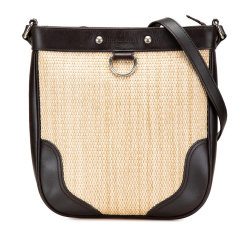 Burberry B Burberry Brown Beige Raffia Natural Material Leather Trimmed Crossbody United Kingdom