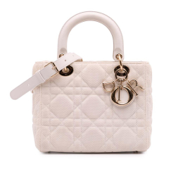 Christian Dior B Dior Pink Light Pink Mesh Fabric Medium Cannage Lady Dior Italy