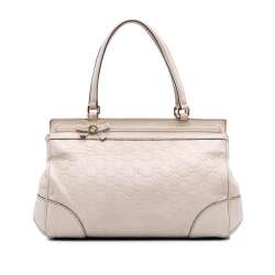 Gucci B Gucci White Ivory Calf Leather Guccissima Mayfair Tote Italy
