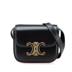 Celine AB Celine Black Calf Leather Mini Shiny skin Triomphe Crossbody Italy