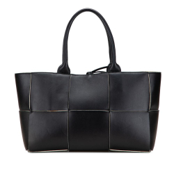 Bottega Veneta B Bottega Veneta Black Nappa Leather Leather Small Nappa Maxi Intrecciato Arco Tote Italy