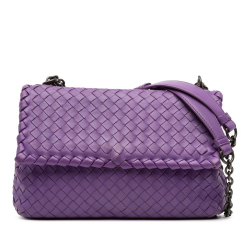 Bottega Veneta B Bottega Veneta Purple Nappa Leather Leather Small Nappa Intrecciato Olimpia Crossbody Italy