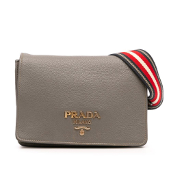Prada B Prada Brown Taupe Calf Leather Vitello Daino Flap Crossbody Romania