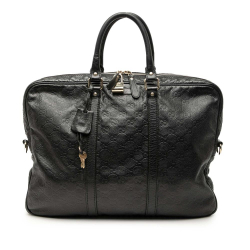 Gucci B Gucci Black Calf Leather Guccissima Business Bag Italy