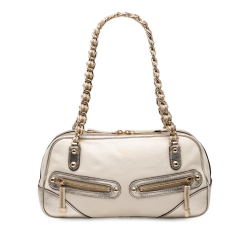 Gucci B Gucci White with Silver Calf Leather Small Web Capri Shoulder Bag Italy