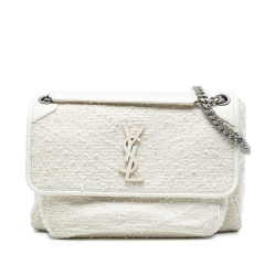 Saint Laurent AB Saint Laurent White Tweed Fabric Medium Niki Shoulder Bag Italy