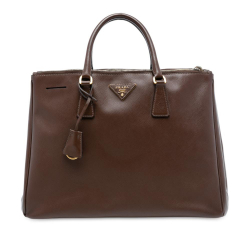 Prada B Prada Brown Dark Brown Saffiano Leather Large Lux Galleria Double Zip Tote Italy