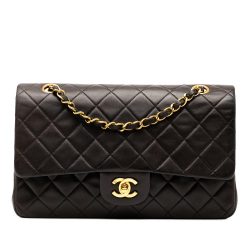Chanel B Chanel Black Lambskin Leather Leather Medium Classic Lambskin Double Flap France