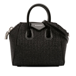 Givenchy AB Givenchy Black Raffia Natural Material Mini Antigona Satchel Italy