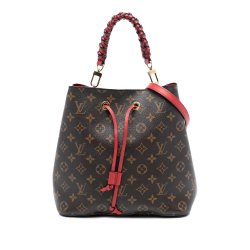 Louis Vuitton AB Louis Vuitton Brown with Red Monogram Canvas Fabric Monogram Braided Neonoe MM France